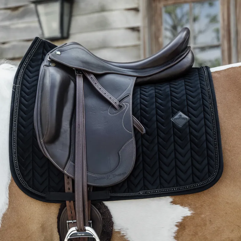 Kentucky Horsewear Saddle Pad Velvet Pearls Dressage Black